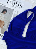 Sexy One Piece Swimsuit Swimwear Women Royal Blue Hollow Single Shoulder High Waist Bathing Suit Beachwear Banadores Mujer 2026