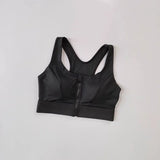 Large Size Women's Sports Fitness Bra Shock-Absorbing Gathered Front Zipper Design No Buckle Needed for Comfortable Fit