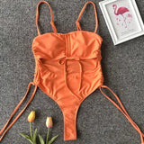 Neon Green Tummy Cut Out Female Swimwear One Piece Swimsuit Women Thong String Monokini High Leg Cut Bathing Suit Swim Bodysuit