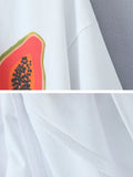 Foridol Papaya Print Fruit T-shirt Women Summer Loose Casual Shirts Blusa Half Sleeve White Spring Summer Shirt 2025 Blouse