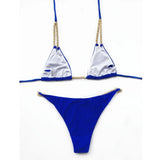 Sexy Cow Print Halter Metal Chains Brazilian Bikini Women Swimsuit Female Swimwear Two Pieces Bikini Set Bathing Suit Swim Lady