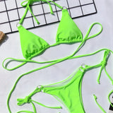 4 Colors Sexy Bikini Women Solid Leopard Bandage Halter Swimwear Swimsuit Female Beach Bikinis Set Bathing Suit Banadores Mujer