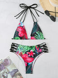 Halter String Floral Bikini 2026 High Waist Swimsuit Women Padded Swimwear Female Bathers Bathing Swimming Swim Suit Beachwear