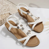 Summer Woven Wedges Rome Sandals Women 2025 Plus Size 36-42 Elastic Band Sandles Woman Lightweight Slip On Beach Sandalias Mujer