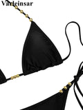 XS - L Halter Metal Bead Bikini Women Swimwear Female Swimsuit Two-Pieces Bikini Set High Leg Cut Bather Bathing Suit Swim V7618