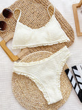 2026 Summer Women's 2 Pieces Swimsuit High Waist Push Up Bathing Suits Beachwear Frill Trim Bikini Set Backless Swimwear Biquini
