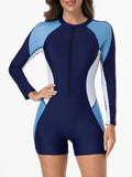 2026 Zipper Slim Swimsuit Women Long Sleeves One Piece Swimwear Female Bather Bathing Swimming Swim Surf Suit Beachwear