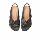 Brand New Women's Y2K Star Rivet Platform Sandals 2000's Peep Toe Slingback Chunky Heel Distressed Denim High Heeled Shoes