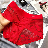 Lace large size high waist underwear women's butt lifting breathable briefs