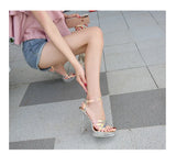 PVC Transparent Crystal Sandals Women Gold Silver Wedding Holographic Summer Jelly Shoes Ladies Thin High Heels Sandalias Mujer
