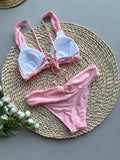 2025 New Bikini European and American Sexy Bikini Solid Color Split Women's Swimsuit Girls Swimwear Leopard Print Bikini Set
