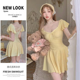 Jumpsuit Style Swimsuit for Women Slimming Down and Covering The Belly with Small Chest Gathering Together for Vacation Swimsuit
