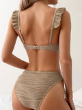 Bra Cup Bikinis 2025 Swimsuit Women Wrinkled Swimwear Two Pieces Bikini Set Push Up Female Beach Wear Pool Bather Swimming Suit