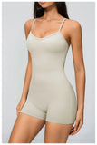 New Cross Back Yoga Jumpsuit Women Tight Sleeveless Hollow Out Sports One Piece Suit Butt-Lifting Shorts Fitness Bodysuits