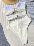 Sexy 3D Flowers Bandeau Monokini Hollow Out Female Swimwear One Piece Swimsuit Women High Cut Bathing Suit Swim Lady Beach wear