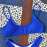 New Sexy Wrinkled Crinkled Bikini Female Swimsuit Women Swimwear Two-Pieces Bikini Set Mid Waist Bather Bathing Suit Swim V3032P