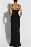 Women's Sequin Maxi Dress Burgundy Square Neck Sleeveless Bodycon Evening Gown Formal Party Prom Cocktail Mermaid Long Dresses
