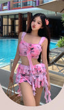 Swimsuit split skirt conservative small breast push up vacation swimsuit hot spring date romantic bikini