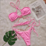 DEKA Brazilian Diamond Bikini Set Women Halter Blue Swimwear Female Swimsuit Bandage Bikini Set  Bathing Suit Swim Beach Wear