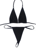 Women's Sexy Backless Triangle Bikini Set 2-Piece Strap Micro Swimsuit with Bottom for Summer Pool Parties And Beach Vacations