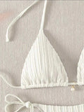sexy milky ribbed halter micro mini bikini sets two pieces tie women thong swimsuit female bathing suit swimwear biquini