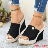 Vinatge Chunky Platform Sandals Women 2026 Summer Peep Toe Wedges Slippers Woman Plus Size 42 Thick High Heels Sandles Female