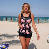 White Polka Dot Print Two Piece Swimsuit 2026 Swimwear Women Large Size Push Up Skirt High Waist Drawstring Side Short Swimsuit