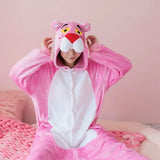 Pink Leopard Kigurumi Unicorn Pajamas Sets Flannel Animal Pyjamas Ladies Winter Nightie Sleepwear Homewear Cosplay Slipper