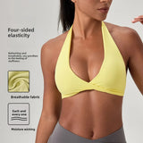YOGA Naked Feeling Strappy Padded Sports Bras for Women - Fitness Workout Top Criss Cross Back Yoga sports Bras No steel ring