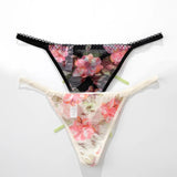 Lace Rose Sexy Thong Women Panties Girls Briefs Flower Seamless G String Underwear Low Waist Female Lingerie Intimates