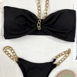 Bikini 2026 Sexy Black Chain Strap Halter Swimwear Swimsuit Women Bikinis Set Bathing Suit Beach Bikini Female Biquinis Feminino