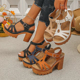 Ankle Buckle Thick High Heels Sandals Women Summer Plus Size Platform Rome Sandals Woman 2026 Super High Heeled Sandalias Mujer