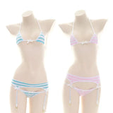 Sexy Lolita Kawaii Mini Bra Panties Set Triangle Micro Bikini Set Women Japanese Anime Bathing Suit Highcut Swimwear