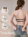 Vintage Multiway Bra Halter Neck Non-Slip Adhesive Bra for Small Bust Satin Backless Strapless Summer Lingerie UK S-XL MOYISU AB