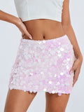 Women's Solid Color Sparkle Sequin Skirt Glitter Mini Skirt Belly Dance Short Skirt Clubwear Festival Costume