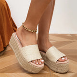 2026 Big Size 43 Summer Bohemian Espadrilles Sandals Women Ankle Wrap Gladiator Sandals 6CM Wedges Heels Platform Shoes Woman