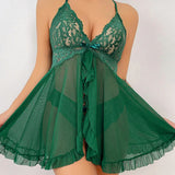2 Pieces Women's Sleepshirts Sexy Lace Patchwork Camisola Lingerie Nighty Wedding Dress Pijamas Solid Slim Soft V Neck Nightgown
