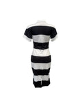 Summer women's fashionable lapel contrasting color slim fit slit dress