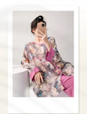 Plus size mother's cotton silk pajamas spring and summer new Chinese style can be worn outside home clothes Mother's Day gift