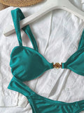 Sexy Metal Shell Ornament Bikini Set 2026 Women Hot Pink Pleate Push Up Bra Thong Swimsuit Summer Bathing Suit Micro Swimwear