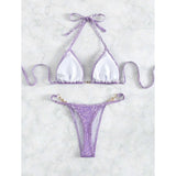 S- XL Leopard Halter Mini Micro Thong Bikini Women Swimwear Female Swimsuit Two-pieces Bikini Set Bather Bathing Suit Swim V5207