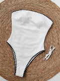 Sexy Bandeau One Piece Swimsuit Women White Patchwork Push Up Padded Slim Tummy Control Swimwear 2026 Beach Holiday Bathing Suit