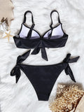 DEKA Sexy Solid Push Up Bikini Set Front Bow Knot Swimsuit Women Sexy Halter Two Piece Beachwear Bathing Suit Swimwear Biquini
