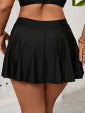 2026 Black High Waist Swimsuit Large Plus Big Size Beach Skirt & Pocket Swimwear Women Solid Bathing Swimming Swim Suit Female