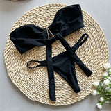 New Metal Star Bandeau High Cut Thong Bikini Women Swimwear Female Swimsuit Two-Pieces Bikini Set Bather Bathing Suit Swim V6422