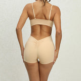 Yoga Jumpsuit Seamless Sports Jumpsuit Set Woman Gym Short Sets Backless Fitness Suit Elastic Workout Clothes for Women Bodysuit