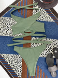 Halter Cross Bandage High Cut Bikini Women Swimsuit Female Swimwear Two-pieces Bikini Set Hollow Out Bather Bathing Suit Swim