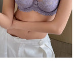 French Anime Style Lingerie Set Ultra Thin White Lace Bra Small Breasts Push Up Traceless Bralette Pure Desire Gathering Sexy BB