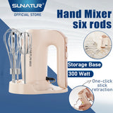 SUNATUR 300W Electric Hand Mixer 3 in 1 Mixer egg beater Baking appliances Handheld Blender machine with storage base Cream Whip