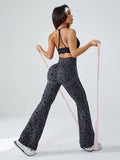 Retro Leopart Women's Pants/Clothing Seamless High-Waisted Flare Trousers Yoga Pilates Leggings Tummy Control 4D Stretch Autumn